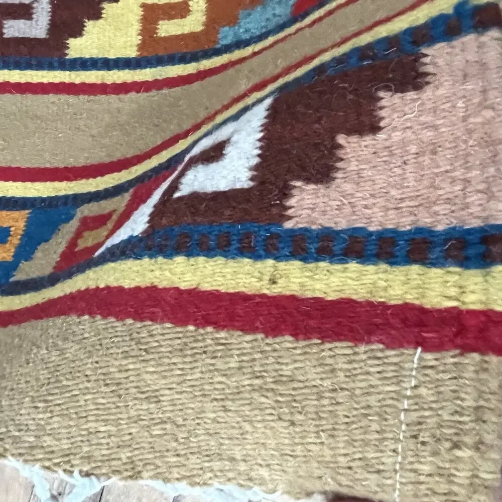Zapotec Rug 15 in x 20 in Woven Sheep Wool Multicolor Grecas de Mitla Pattern
